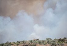 Large wildland fire burning east of Heppner