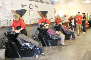 Customers donated a total of 725 inches of hair during Saturday's benefit.